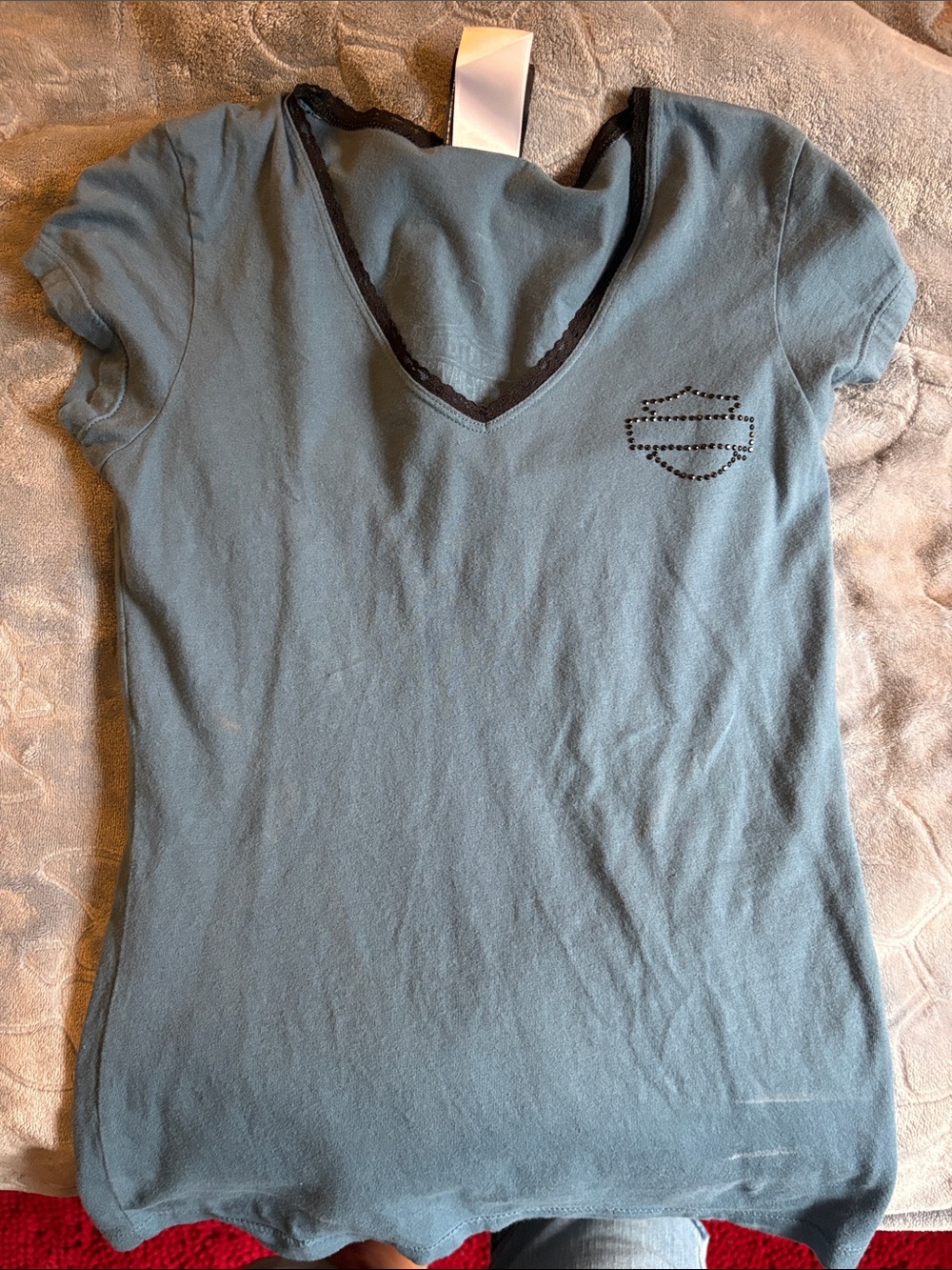Harley-Davidson Short Sleeve V-Neck Tee with Black Trim